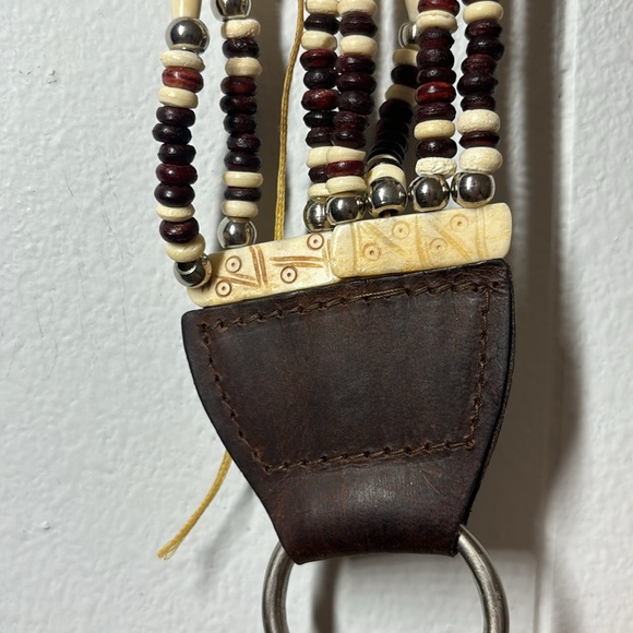 Leather Vintage Beaded Ivory Boho Belt - Picture 10 of 17